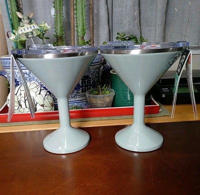 Pair of Orca TINI 13 oz. Sage Gray Double Insulated Martini Glasses!  No sweat!