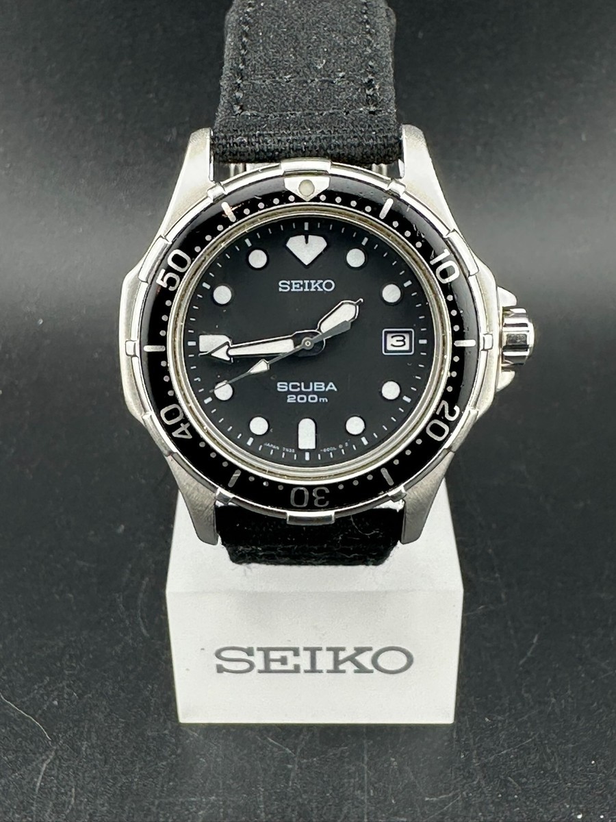 Seiko Scuba Men's Black Dial Date 38mm Stainless Steel Quartz