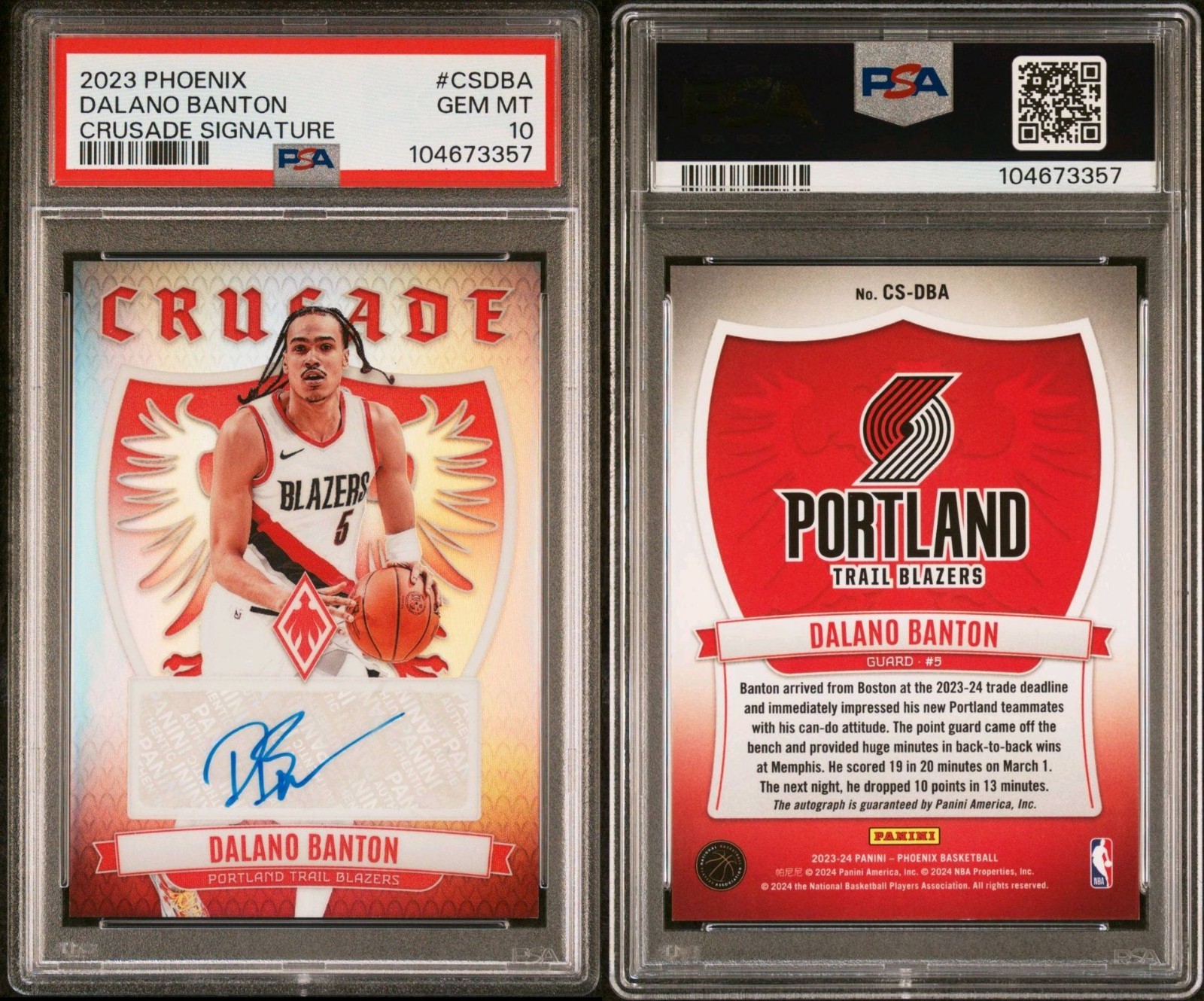 2023-24 Panini Phoenix - Crusade Signatures Dalano Banton #CS-DBA (AU)