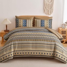 Boho Style Comforter Set 7 Pieces Size Aztec Bed in a Bag, All King Brown