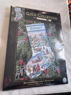 Dimensions The Gold Collection WINTER'S TWILIGHT STOCKING Cross Stitch Kit #8666