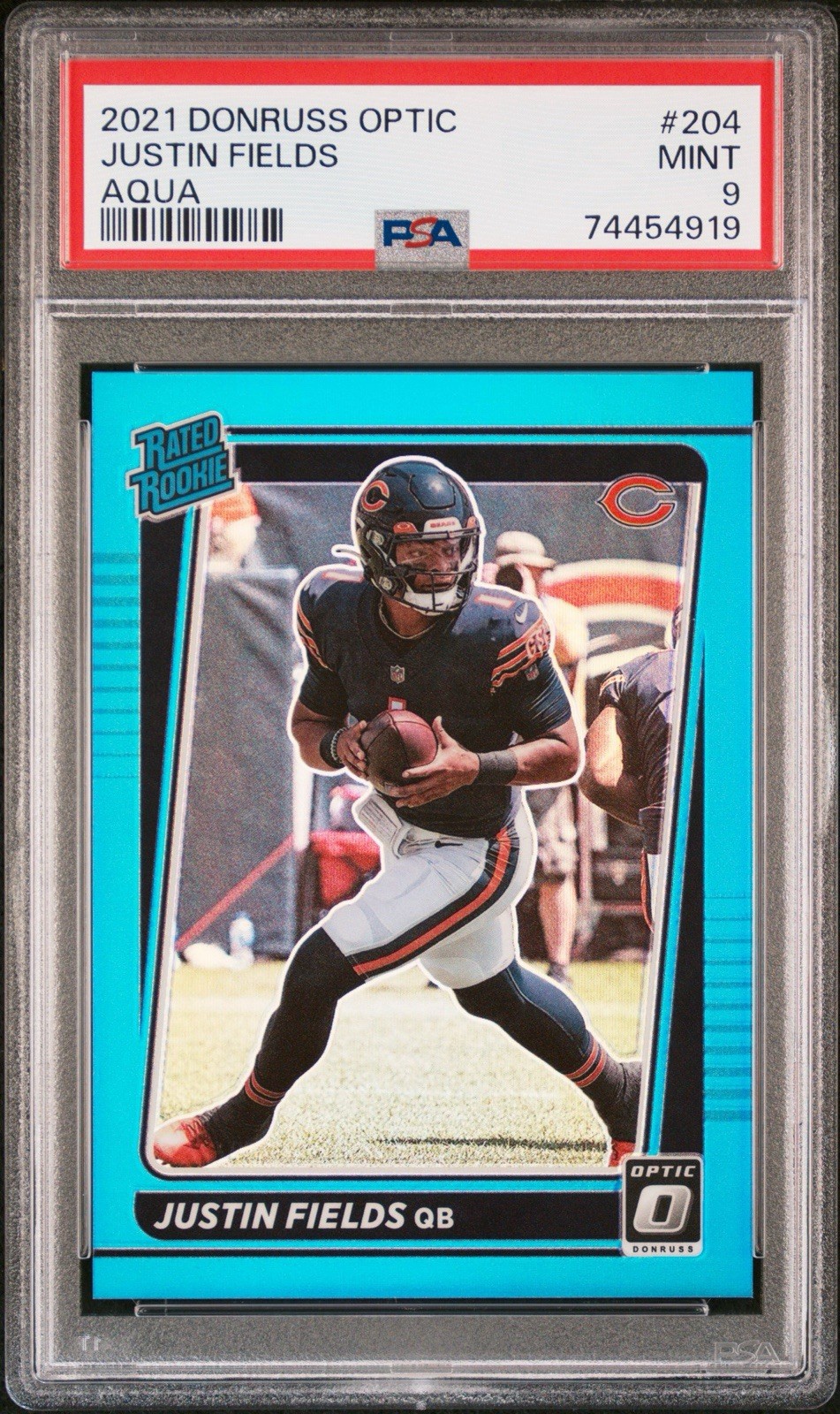 2021 Panini Donruss Optic - Rated Rookie Justin Fields #204 Aqua Prizm /299 (RC)