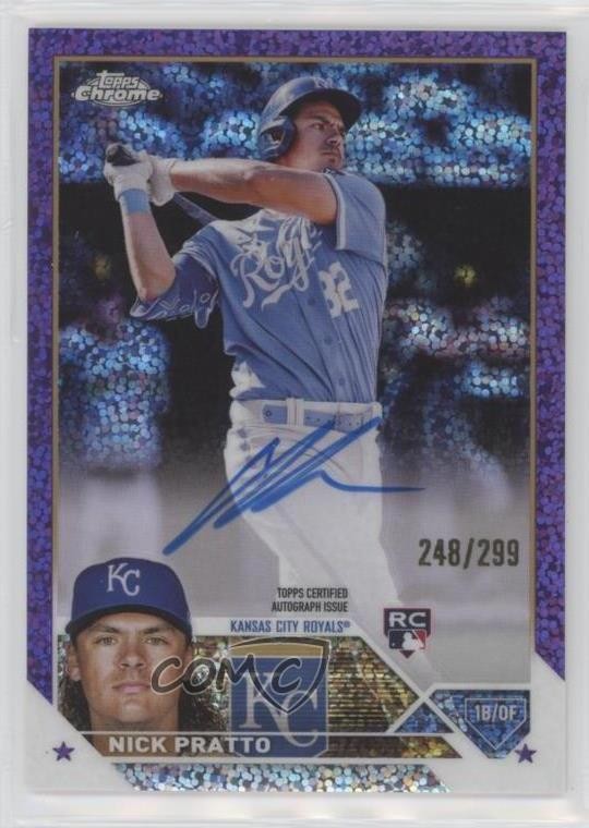 2023 Topps Chrome Rookie Purple Speckle Refractor /299 Nick Pratto Auto RC