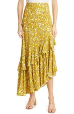 Ted Baker Orange  Pink Floral Odissa Midi Skirt 275, Size Medium 3 