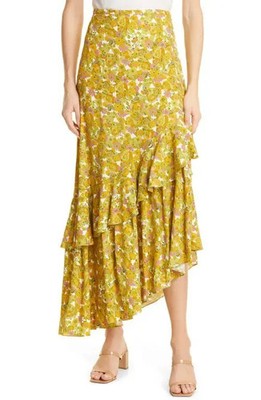 Ted Baker Orange & Pink Floral Odissa Midi Skirt $275, Size Medium (3)