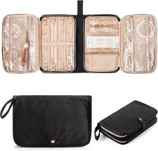 Travel Jewelry Case Organizer W/ Zipper Foldable Jewelry Bag Earrings Rings