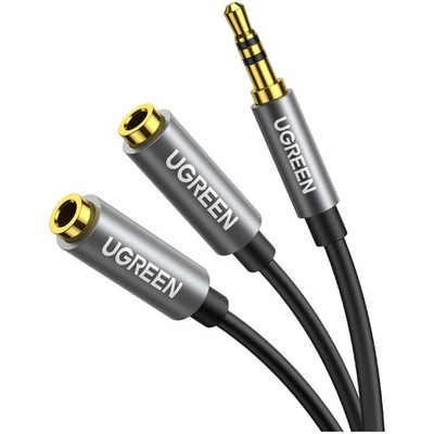 Audio Splitter 3,5mm Aux Kabel Verlängerung Kopfhörer Stereo 20cm Grau