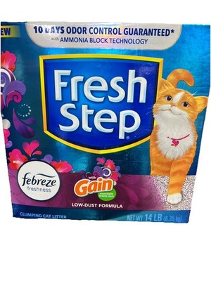 Fress Step 10 Days Clumping Cat Litter Febreze Freshness 14lb Box New