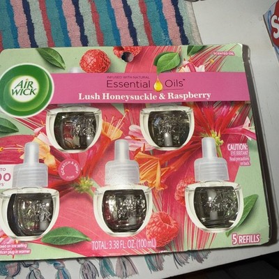 (2) Air Wick Lush Honeysuckle And Raspberry Scented Oil Refills, 5 In Each