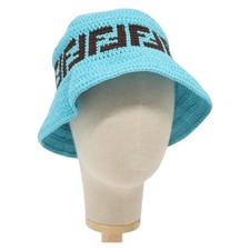 FENDI Zucca Canvas Hat Cotton Blue Auth yk19421M