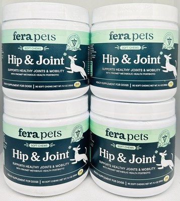 4x Fera Pets Hip & Joint (90x4=360 Soft Chews) Dog Mobility Cartilage Supplement