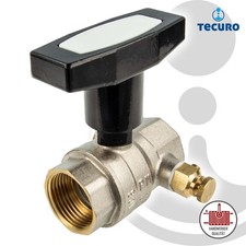 tecuro Kugelhahn mit Entleerung, beids. Innengewinde 1/2 bis 2 Zoll, T-Griff, MS