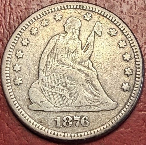 1876 Seated Liberty Quarter. Better Grade. Free Shipping