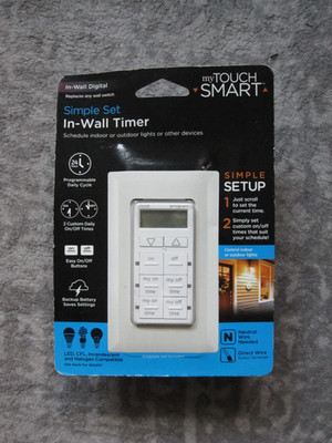 myTouch Smart In-Wall Digital Timer 26893 Indoor/Outdoor Lights or Other Devices