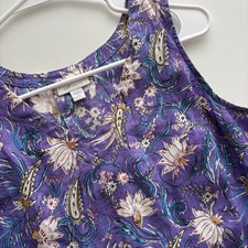 J. Jill Love Linen Purple Floral Paisley V-Neck Shift Dress Petite Small