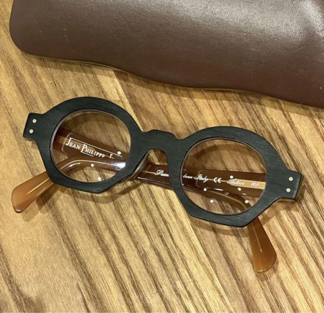 Used JEAN PHILIPPE JOLY Professeur Sunglasses Black × Caramel Auteur 109