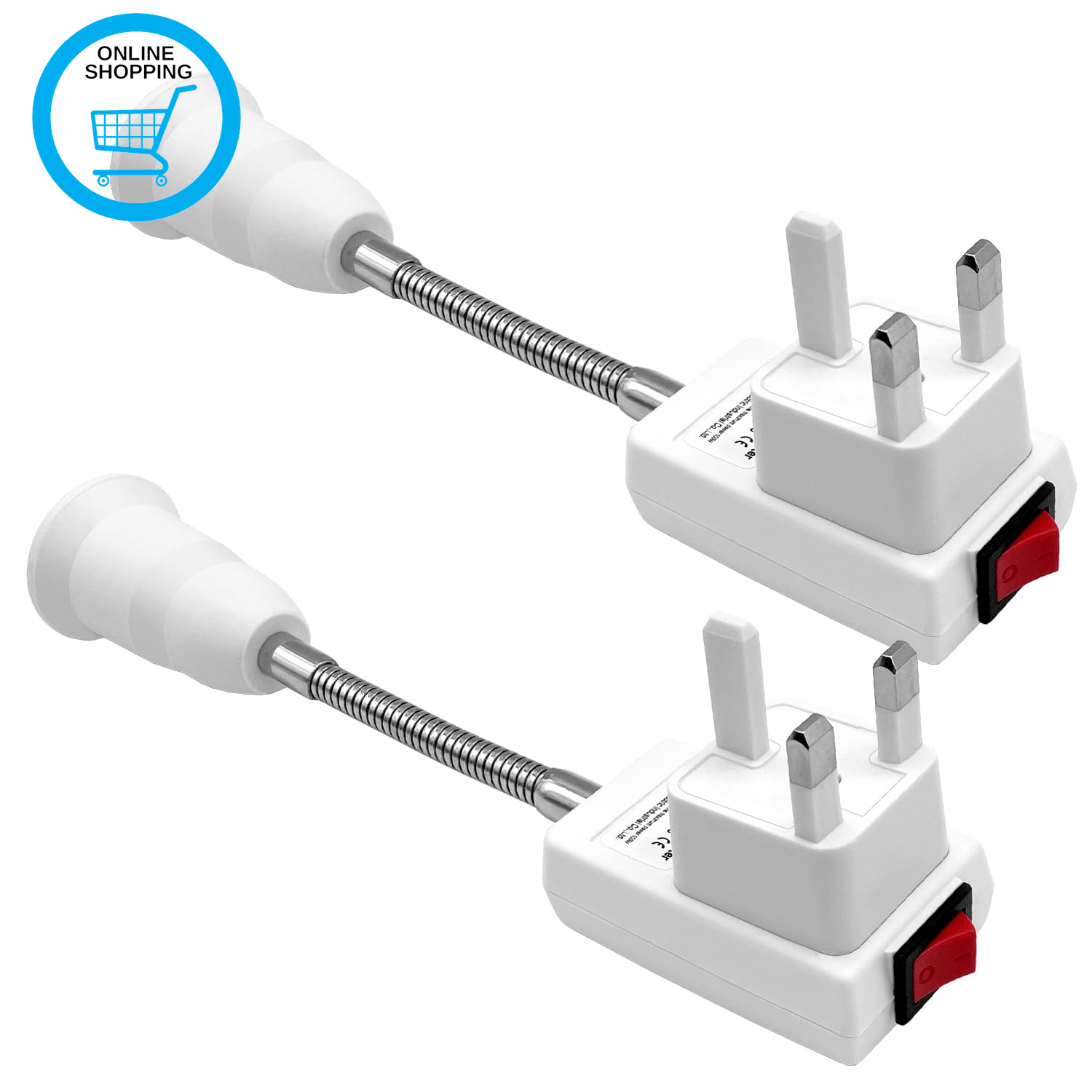 E27 Lamp Holder Socket Light UK Plug LED Bulb Holder with Switch,360° Plug in Wa