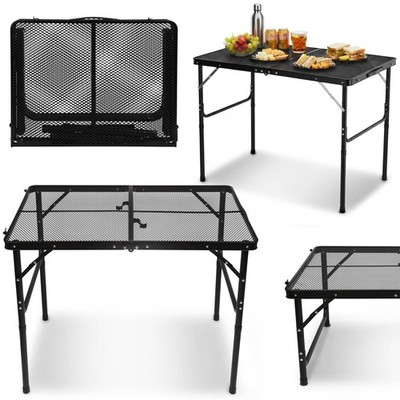 Klappbarer Campingtisch schwarz, höhenverstellbar 90 x 60 x 40/70 cm