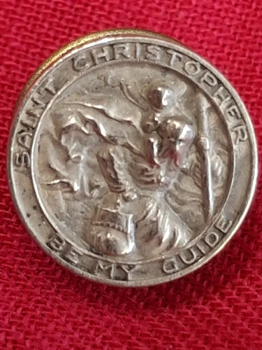 Antique St Christopher Sterling Silver Lapel Pin Never Used