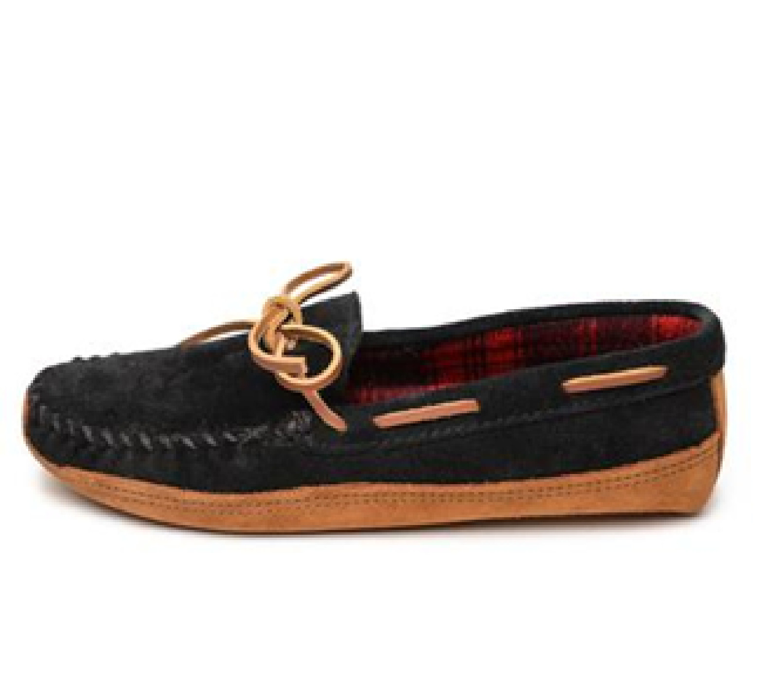 Minnetonka 779 Double-Bottom Fleece Slipper Mocs for Men - Black - 9M 8790₽