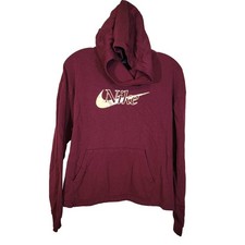 Nike Women's Icon Clash Funnel-Neck Fleece Hoodie Sweatshirt Burgundy Medium