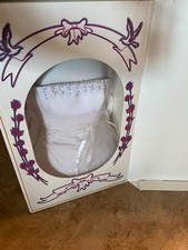 White wedding dress with blue beads size 4 cleaned and preserved includes a veil