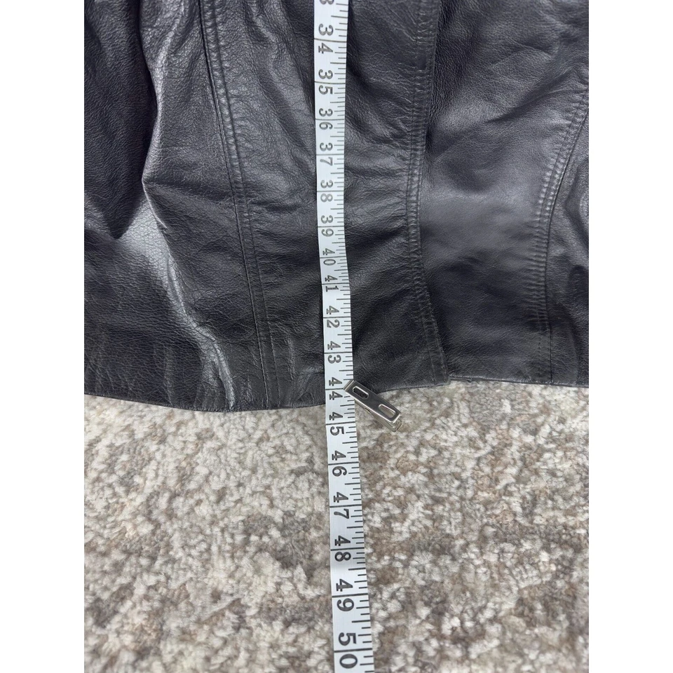 Traditional Trends Petites Sz PM Moto Leather Floral Snap Jacket Trench Coat - Image 4 of 4