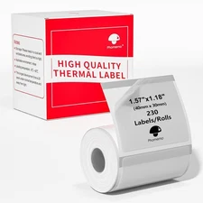 Transparent Thermal Label Paper, 1.57"x1.18"(40x30mm) 230 Labels/Roll, Round ...