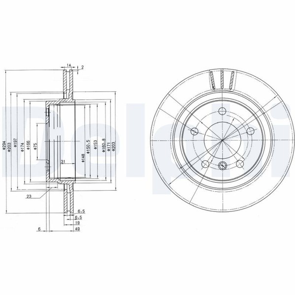 2X Bremsscheibe Delphi BG3530C FüR BMW E46 3Er Touring Compact 318 320 323 325-image