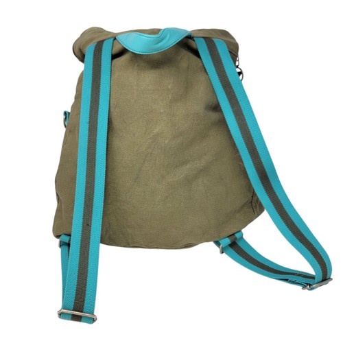 Mochila de Lona Roxy De Colección Verde Oliva Turquesa Borde Floral Y2K Niña Surfista - Imagen 4 de 14