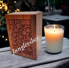 Hand carved Memorial Cremation Wooden Urns Box for Human Ashes Adult Male Female