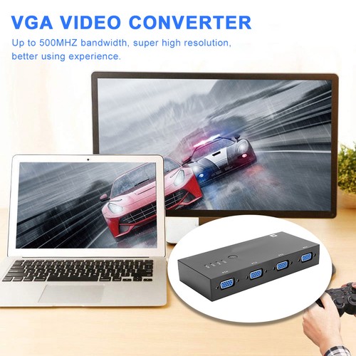 4 In 1 VGA Video Converter 500MHZ Bandwidth Adapter Black Home Equipme NEW - Afbeelding 8 van 11