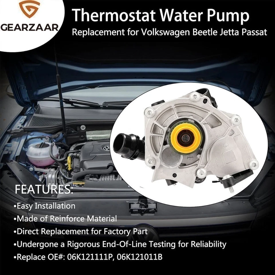 06K121111P 06K121011B Water Pump For VW Volkswagen Jetta Beetle Passat 2013-2019 - Image 3 of 4