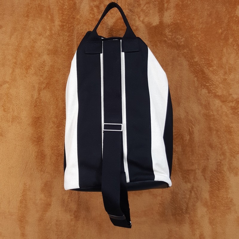 SAINT LAURENT Rive Gauche Sling Backpack Black White Striped  display picture 2