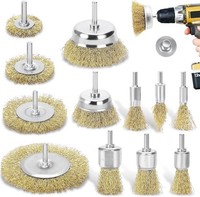 12-Teiliges DrahtbüRsten Set FüR Bohrmaschine Messingborsten 6Mm Scha