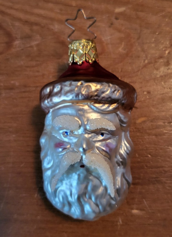 Vintage INGE GLAS Glass Classic Santa Claus Head Christmas Ornament