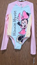 GIRLS DISNEY MINNIE MOUSE 1 PIECE ZIP SWIMSUIT SWIMWEAR SZ 12 NEW NWT