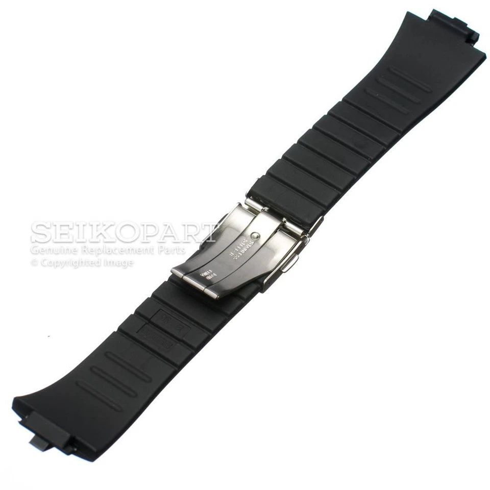 Seiko Black Rubber Watch Strap Kinetic SKA207P SNL013P 5M62-0AL0 7L22-0AA0 Band - Image 2 of 2