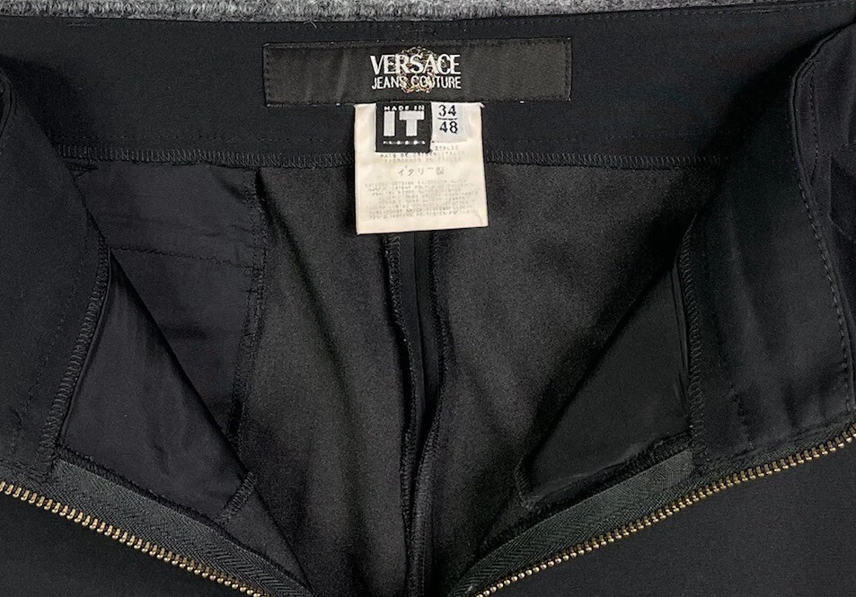 VERSACE Jeans Couture ITTIERRE SPA Nero Vestito Pantalone Vintage anni 90 Italia 36x28 1 2