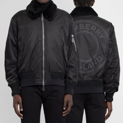 Men Burberry Black Glenfield Bomber Jacket Black Size XS UK/U36