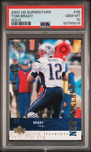 2002-03 Upper Deck UD Superstars GOLD #38 Tom Brady #193/250 SP PSA 10 POP 1!