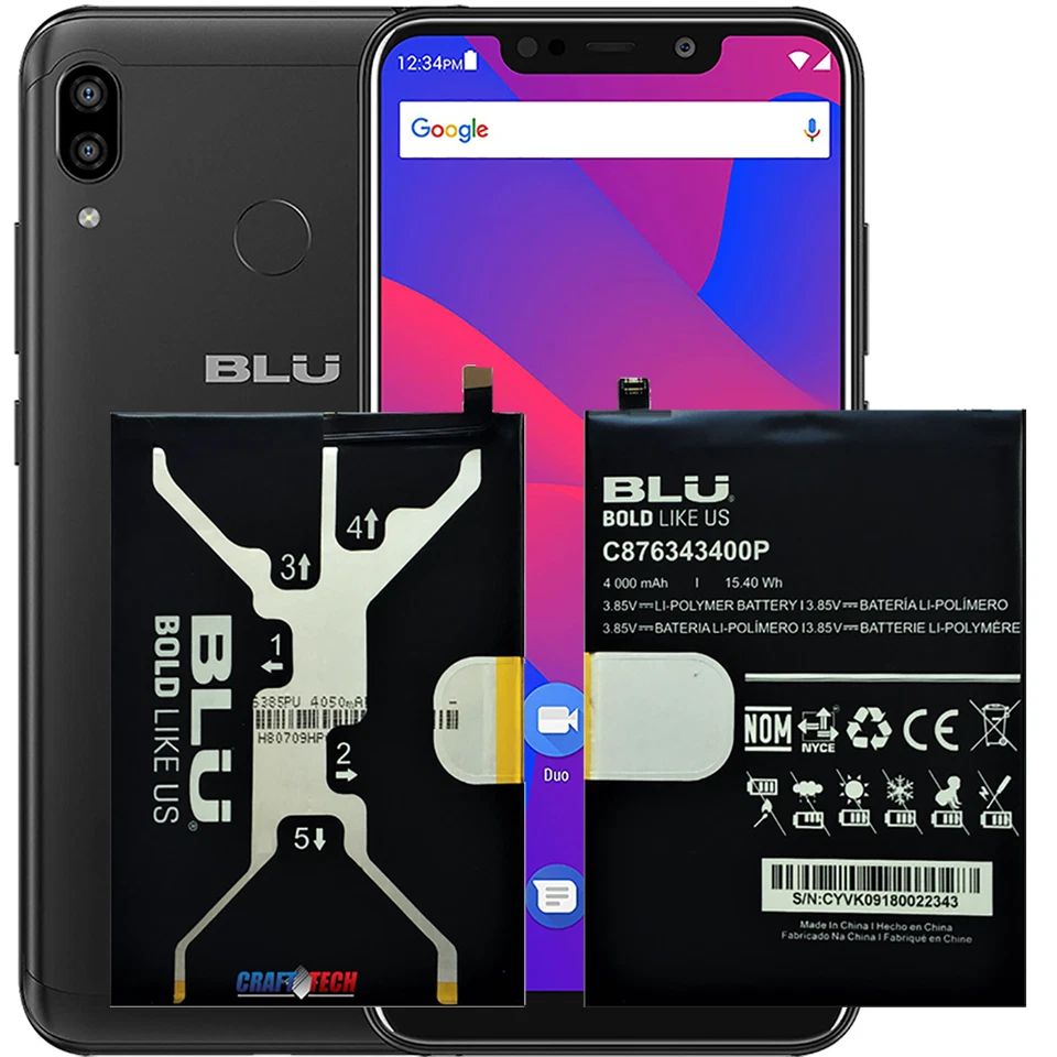 Batería BLU Vivo XL4 V0350ww Original OEM BLU C876343400P 4000mAh 15.4Wh Foto 3 de 4