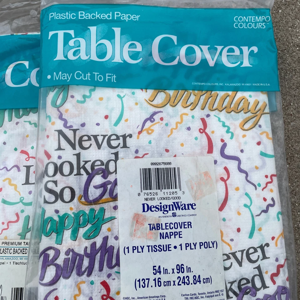 Juego de 2 manteles transformadores DesignWare feliz cumpleaños plástico 54" x 96" Foto 2 de 4