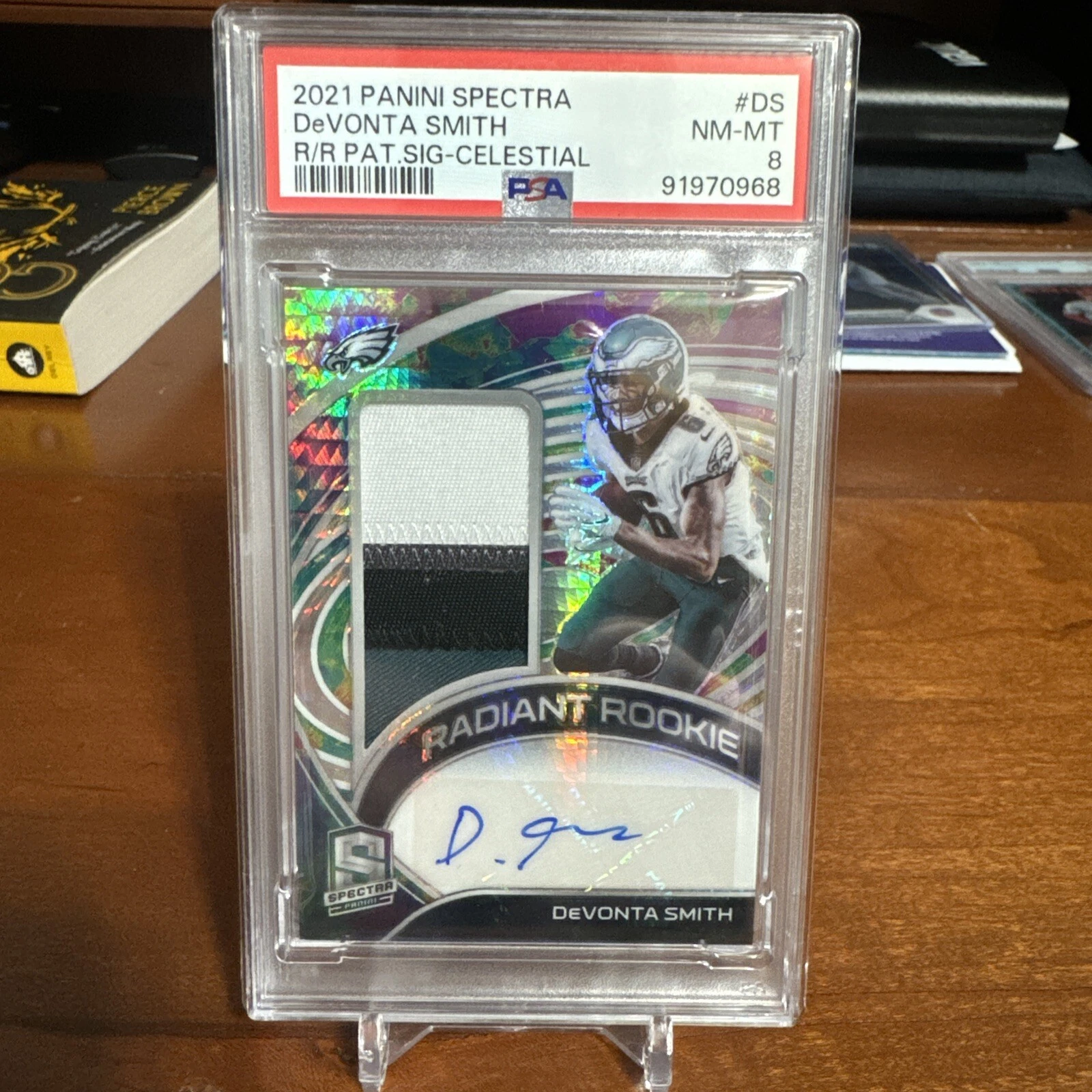 DeVonta Smith Panini Spectra Radiant Rookie Patch Signatures #DS Celestial
