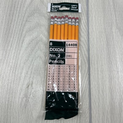 Dixon Pencils 8 Pack #2 HB Real Wood with Eraser NEW Standard Number Two School 