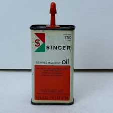 Vintage Singer Sewing Machine Oil 4 oz Tin Can Made in USA , Partially Full