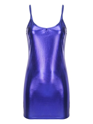 Mujer Metálico Sin mangas Bodycon Vestido Espagueti Correa Club Fiesta Mini Vestidos - Imagen 36 de 113