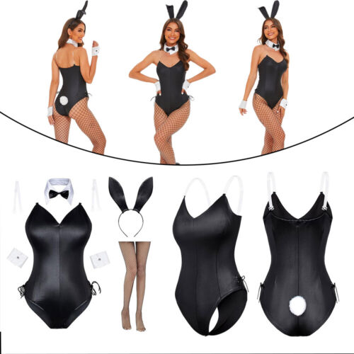 Damen 5Stücke Sexy Hasen Bunny Girl Cosplay Dessous Set Party Karneval Kostüm - Bild 2 von 23