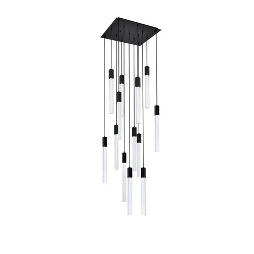 Elegant Lighting Weston 13-Light Modern Metal and Crystal Pendant in Black - Picture 3 of 8