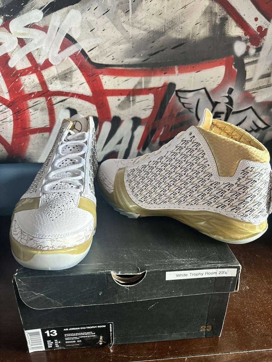 jordans 23 white and gold